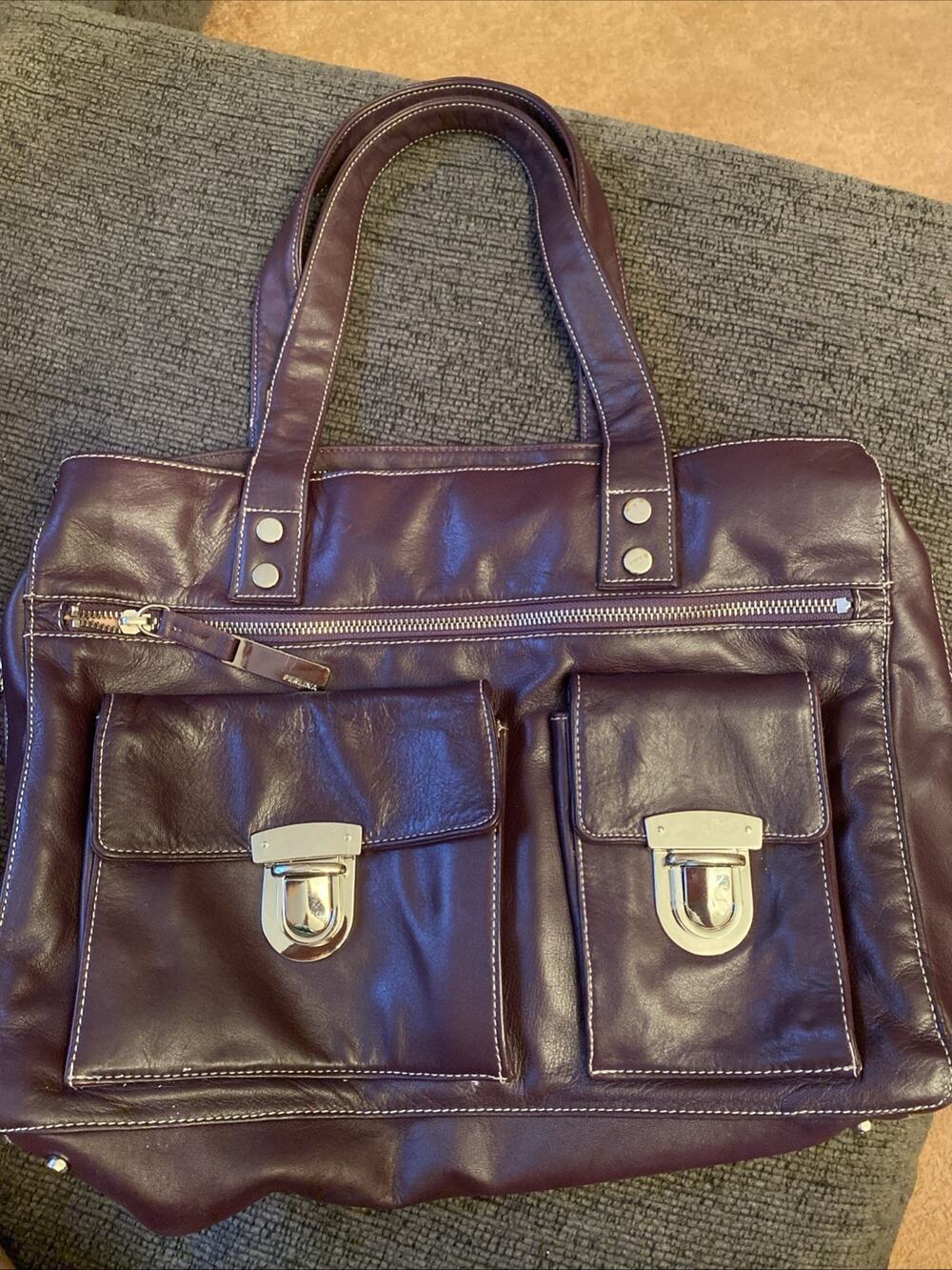 Perlina Dark Wine Shoulder Bag Genuine Leather